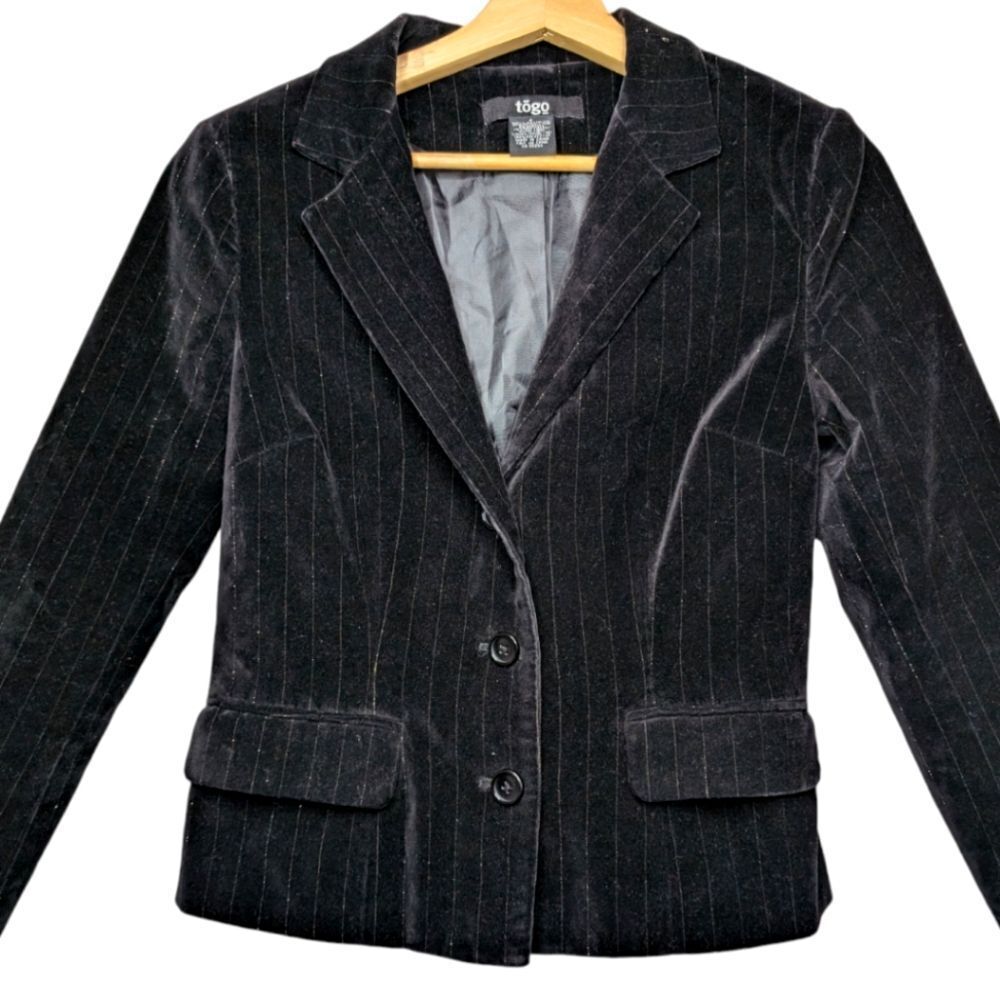 TOGo Black Pinstripe Velvet blazer size s